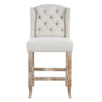26.78'' seat height Vienna Contemporary Fabric Tufted Wingback Counter Stools, Set of 2, Beige
