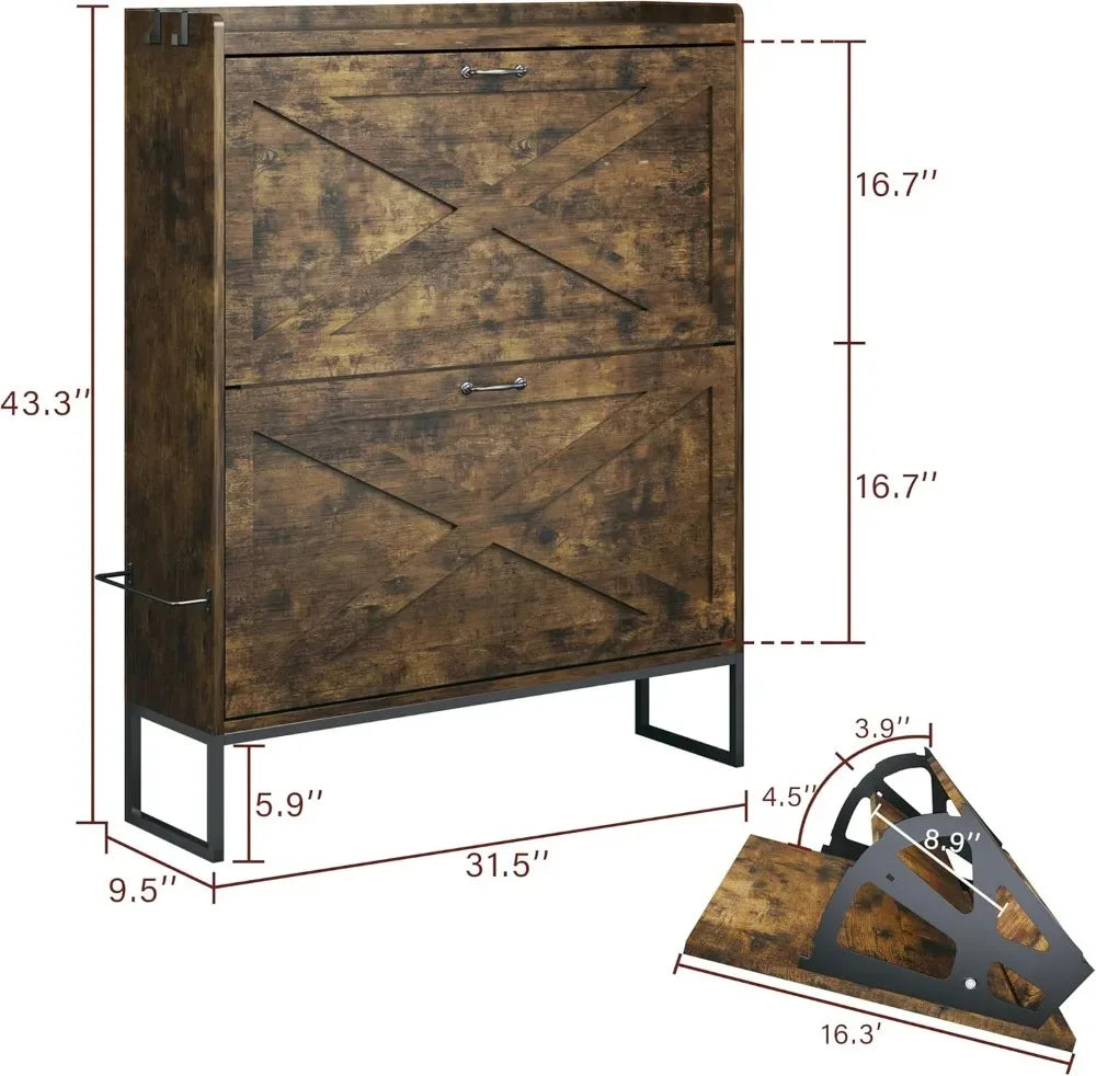 Canyon Grove Rustic Shoe Cabinet with Flip Drawers