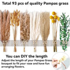 Olive Green Pampas Grass & Dried Flower Bouquet – Boho Rustic Arrangement
