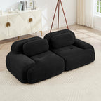 Lounge 82" Corduroy Modular Loveseat – Curved 2-Seat Cloud Sofa
