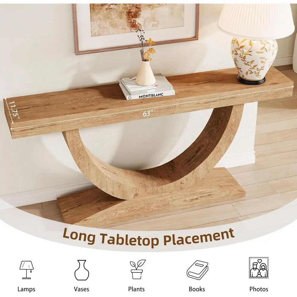 Oakridge U-Shape Minimalist Console Table – 63 Inch