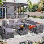 Aspen Ridge 8-Piece Outdoor Wicker Patio Sectional Set