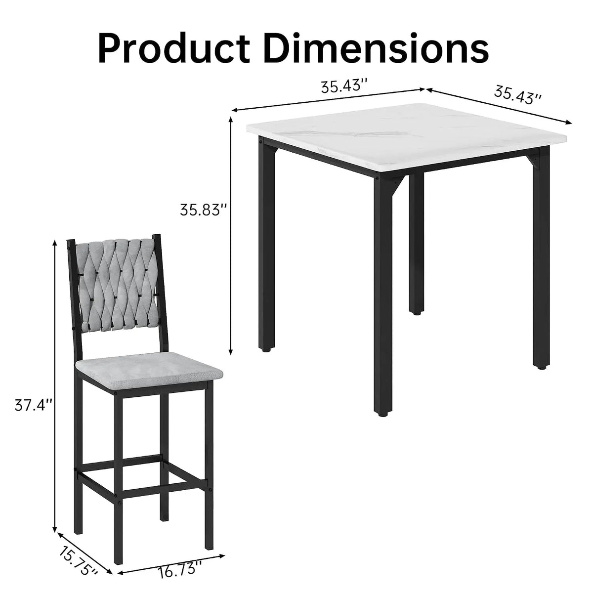 Counter Height Dining Set with Velvet Stools