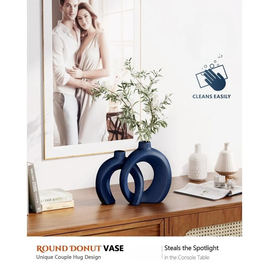 Midnight Harbor Donut Ceramic Vase Set – 2 Piece