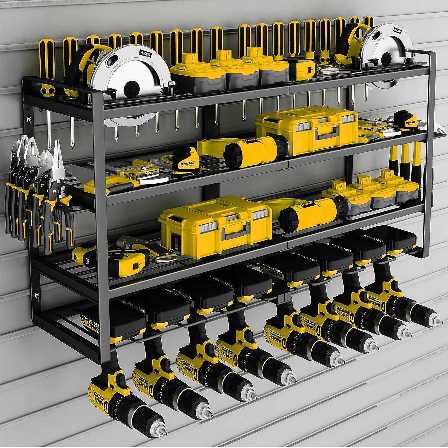 Titan Workshop 4-Tier Wall-Mounted Power Tool Organizer with 8 Drill Holders