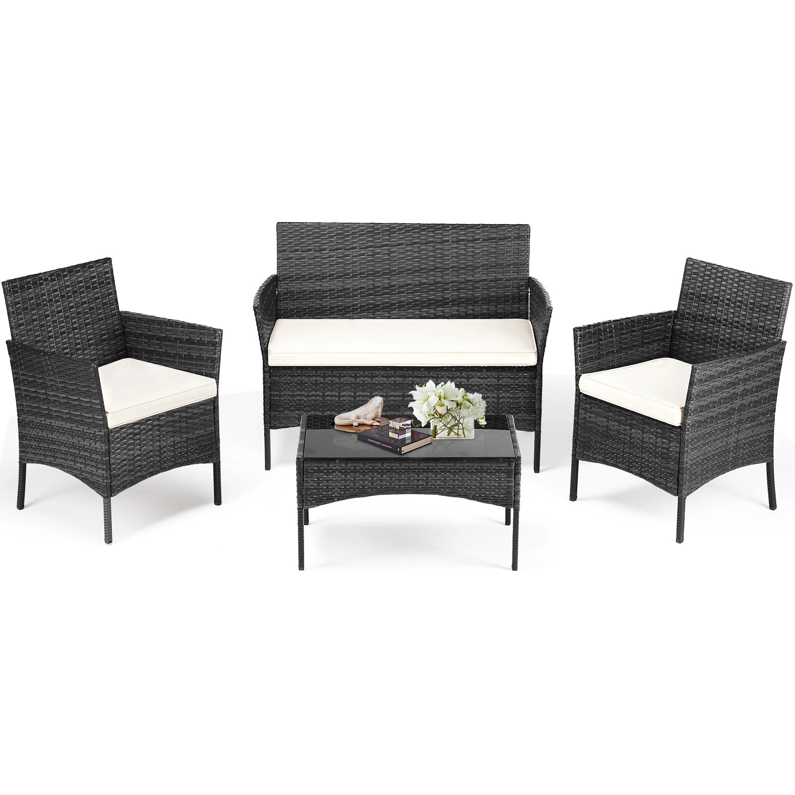 Aspen Ridge 4-Piece Wicker Patio Conversation Set