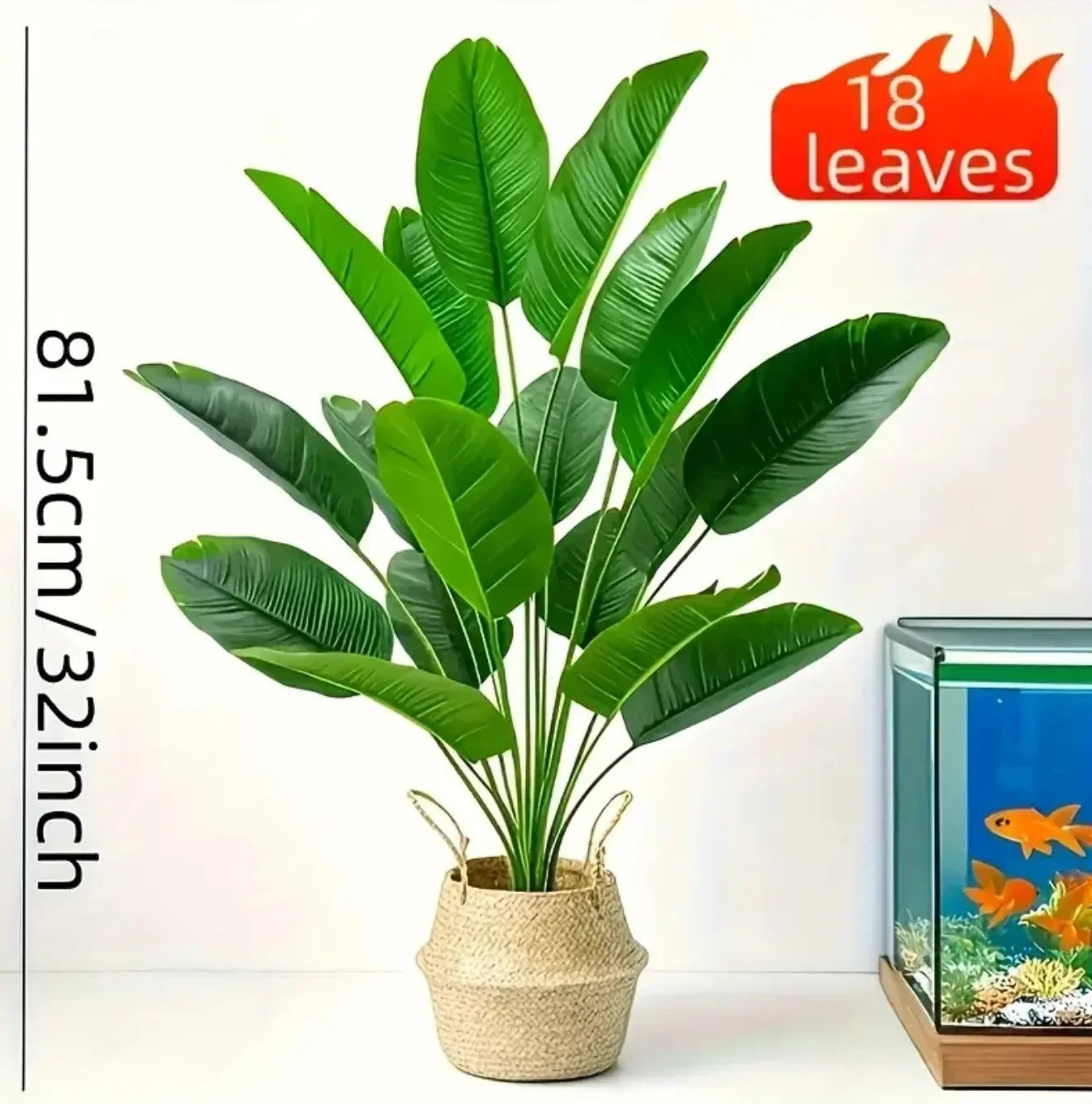 Tropical Oasis Faux Banana Palm Tree – 18 Leaf Artificial Floor Plant