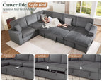 130" Sofa Bed, Sleeper Sofa, Pull Out Sleeper Couch with Storage, Convertible 6-Seater Sofa Bed for Living Room,, Customized