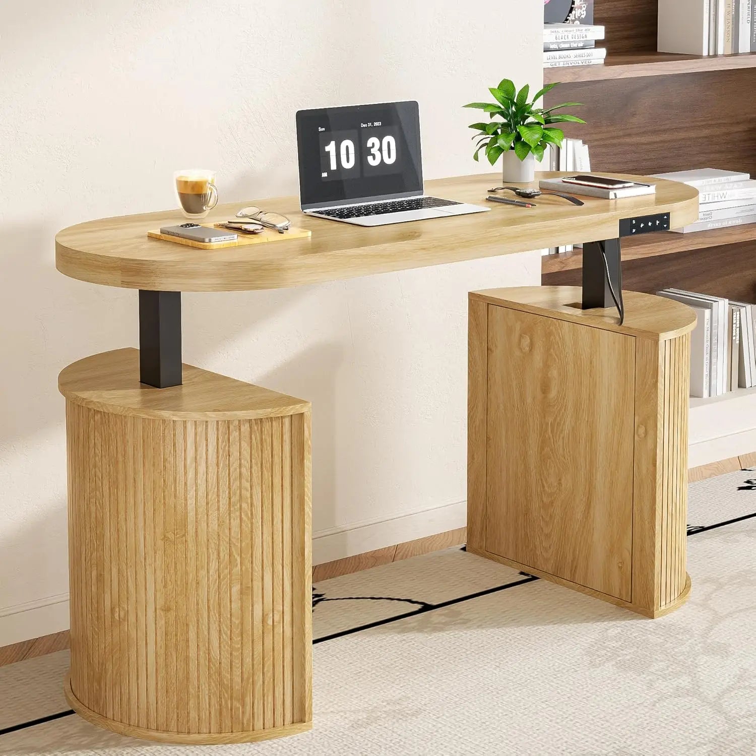 Ashton Elevate Mid-Century Electric Standing Desk with Storage