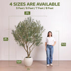 Artificial Olive Tree,8Ft Faux Silk Plant With White Pot & Vivid Leaves,UV Resistant Zero Upkeep Decor For Indoor Living Room