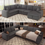 130" Sofa Bed, Sleeper Sofa, Pull Out Sleeper Couch with Storage, Convertible 6-Seater Sofa Bed for Living Room,, Customized