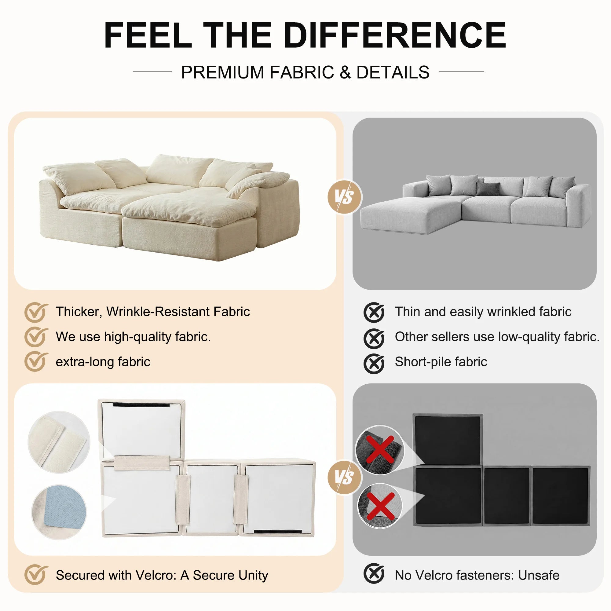 Lounge Cloud Modular Sectional Sofa – Oversized Deep-Seat L-Shaped Sofa Bed