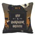 Halloween Pumpkin & Ghost Throw Pillow Cover – Spooky Fall Sofa Décor