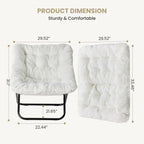 JHK 28IN Cozy Saucer Chairs Soft Faux Fur Large Size Folding Lounge Living Room Padded Seat Metal Frame Reading Chair Furniture