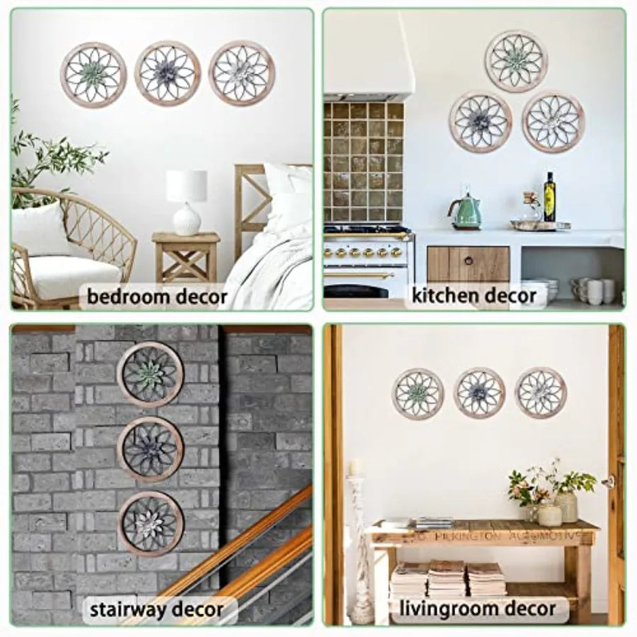 Haven Ridge Farmhouse Medallion Wall Decor Set with Interchangeable Floral Accents