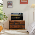 HavenNest Elite 5-Drawer Fabric Storage Dresser with Display Shelf