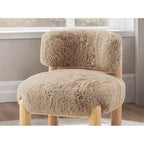 Mushroom Finish Accent Chair Fur Fabric Wooden Legs Curved Backrest Contemporary Primary Living Room For Living, Dining Rooms
