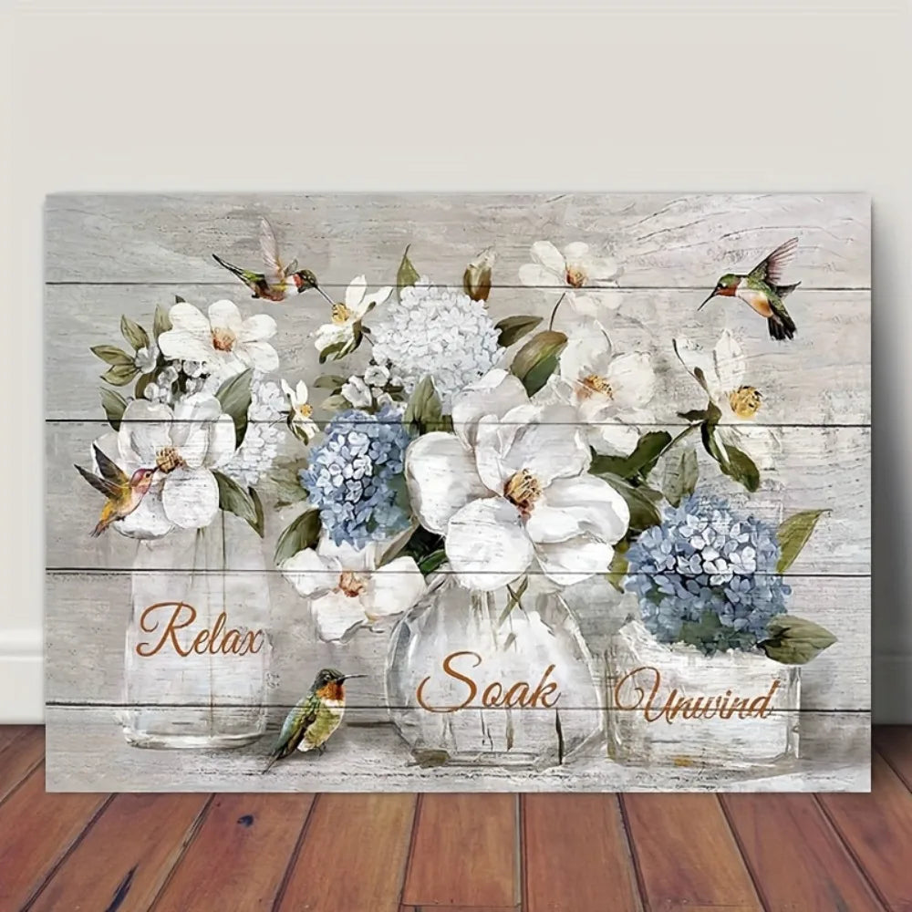 Haven Ridge White Blossom & Hummingbird Framed Canvas Wall Art