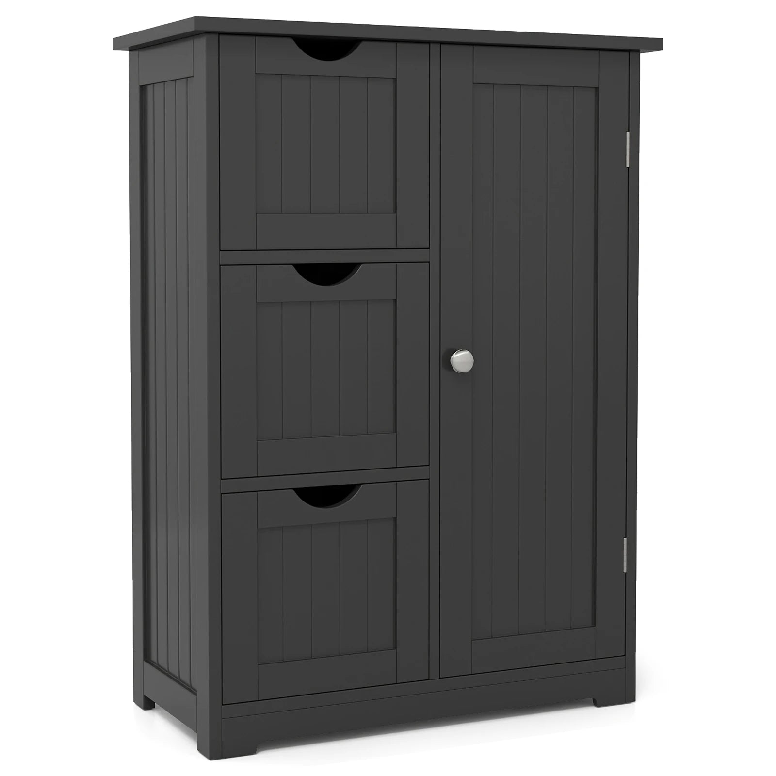 HavenHarbor Bathroom Floor Storage Cabinet with 3 Drawers & Adjustable Shelf