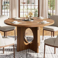 Round Dining Table for 4-6, Wood Dining Room Table, Kitchen Dinner Tables | 47.2'' Farmhouse Dining Room Table with Wooden Pedestal Base, Circle, for Living Room, Balcony, Apartment, O-Shape