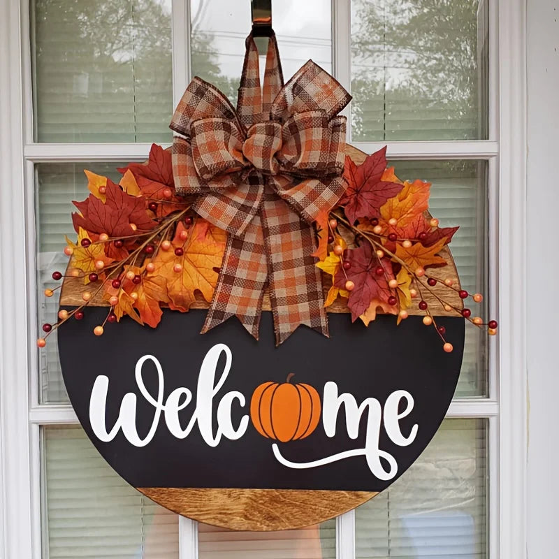 Fall Pumpkin Welcome Door Hanger – Autumn Front Door & Porch Décor