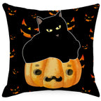 Halloween Pumpkin & Ghost Throw Pillow Cover – Spooky Fall Sofa Décor