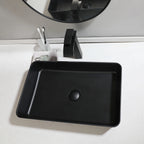 Obsidian Spa Stone Resin Vessel Sink with Waterfall Faucet Set