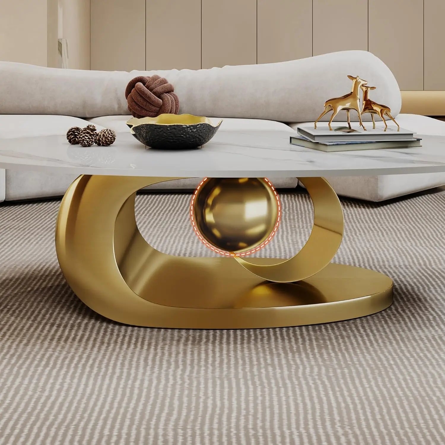 Havencrest Oval Faux Marble Coffee Table