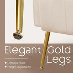 2-Piece Beige Velvet Wingback Accent Chair Set