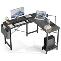 L-Shaped Corner Computer Desk with CPU Shelf & Side Storage