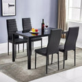 Set of 4 Black PU Leather High-Back Dining Chairs