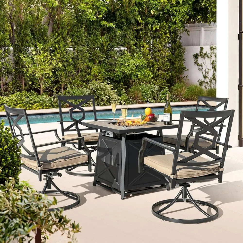 Fireside Harbor 5-Piece Patio Dining Set with Fire Pit Table