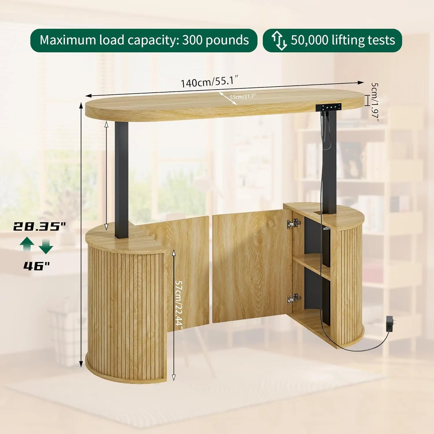 Ashton Elevate Mid-Century Electric Standing Desk with Storage