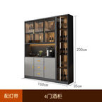 Luxury Wooden Wine Display Cabinet with Tempered Glass Doors & 5-Tier Storage