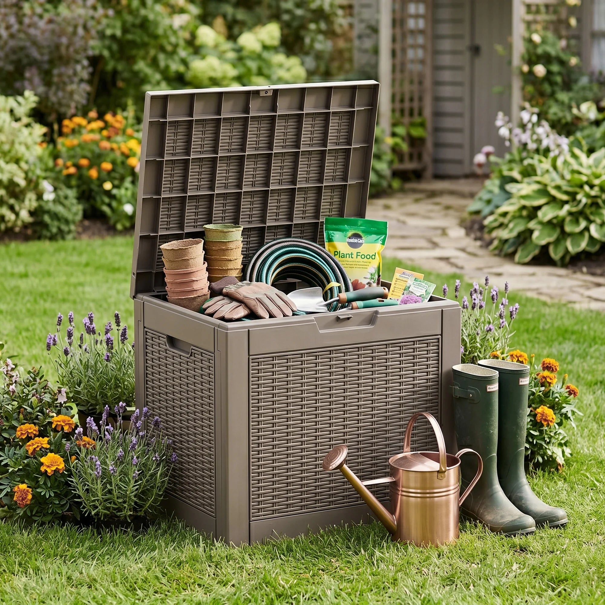 HarborWeave 30-Gallon Outdoor Resin Deck Storage Box