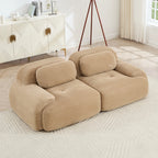 Lounge 82" Corduroy Modular Loveseat – Curved 2-Seat Cloud Sofa