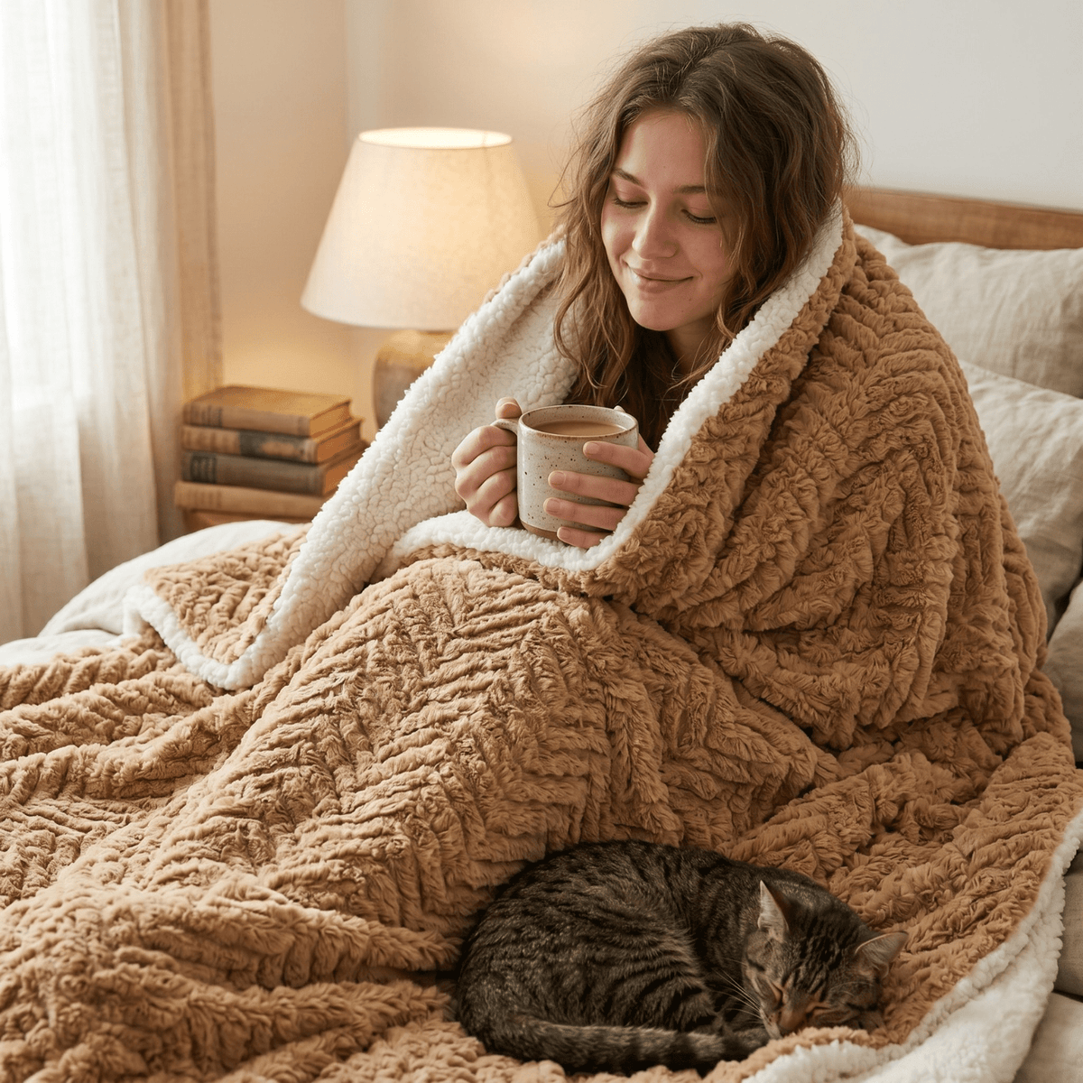 DaDa Bedding Brown Faux Fur Pet Blanket for Dogs & Cats – Washable Sherpa Throw