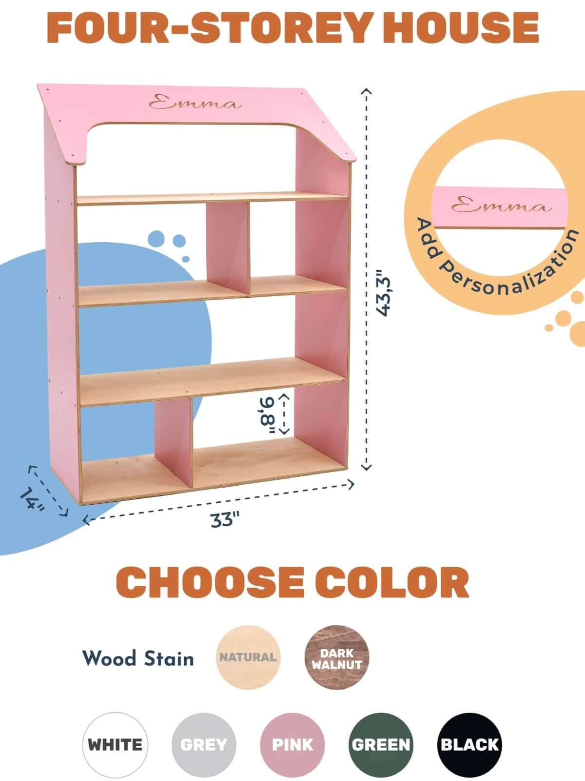 Pink Dollhouse Bookcase (B2B)
