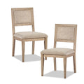 Armless Dining Chair with Cane Back and Tapered Wood Legs - Set of 2 - Light Brown