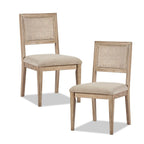 Armless Dining Chair with Cane Back and Tapered Wood Legs - Set of 2 - Light Brown