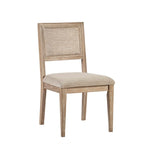 Armless Dining Chair with Cane Back and Tapered Wood Legs - Set of 2 - Light Brown