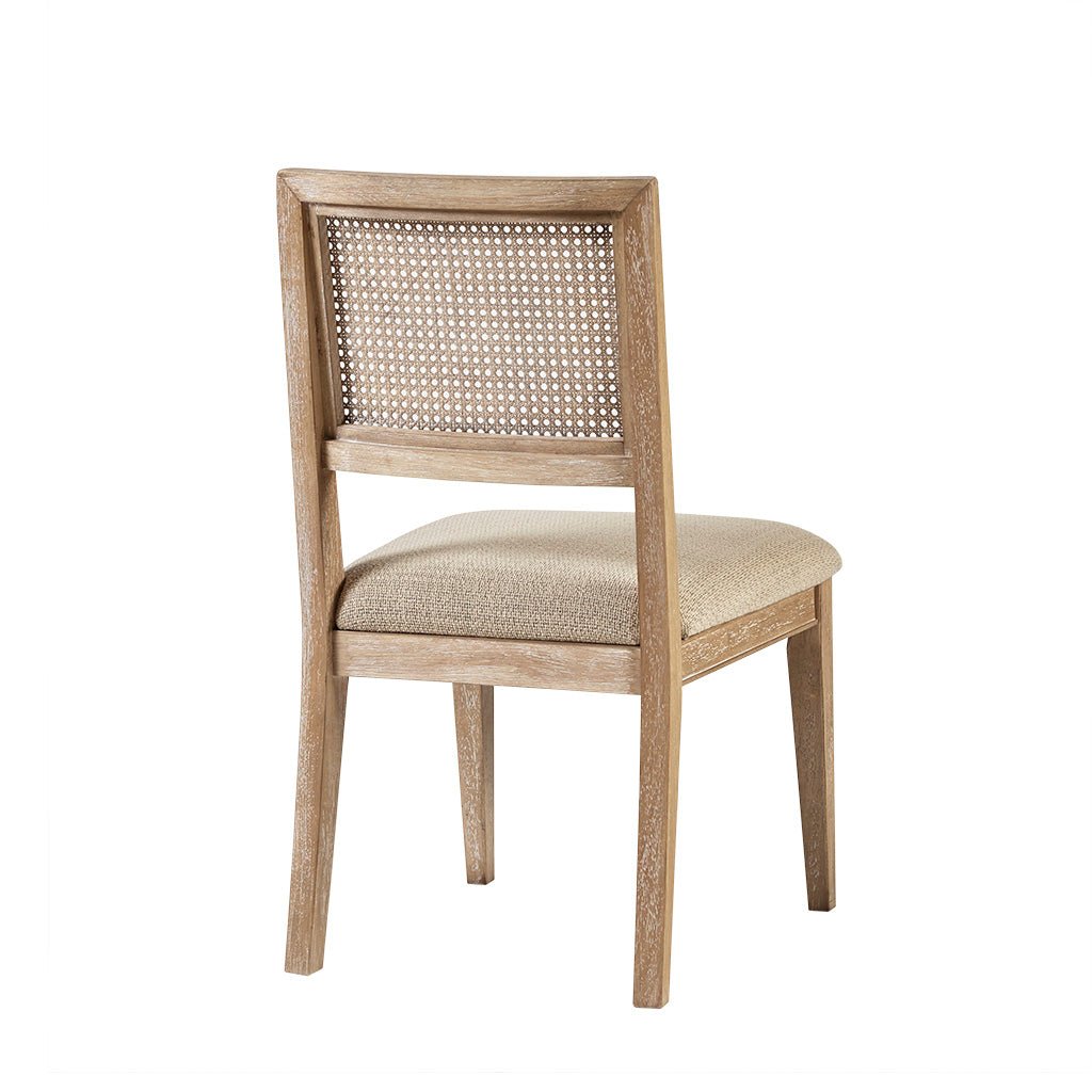 Armless Dining Chair with Cane Back and Tapered Wood Legs - Set of 2 - Light Brown