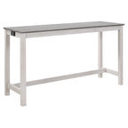 4-Piece Bar Table Set with Stools and Power Outlet, White & Grey