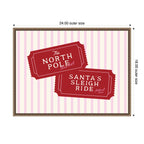 Pink North Pole Sleigh Ticket by Lucky Guava Framed Canvas Wall Art Print