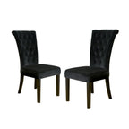 Black Velvet Dining Chair with Tufted Design - Charlotte