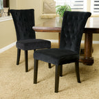 Black Velvet Dining Chair with Tufted Design - Charlotte