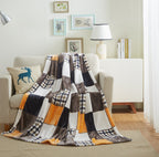 Fall Orange Plaid Patchwork Throw Blanket