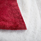 Tache Solid Embossed Merlot Red Reversible Sherpa Throw Blanket (62087)
