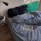 Navy Gingham Duvet Cover Set