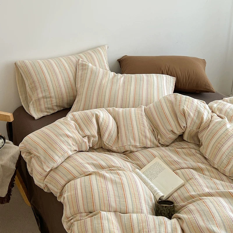 French Country Striped Duvet Cover Set
